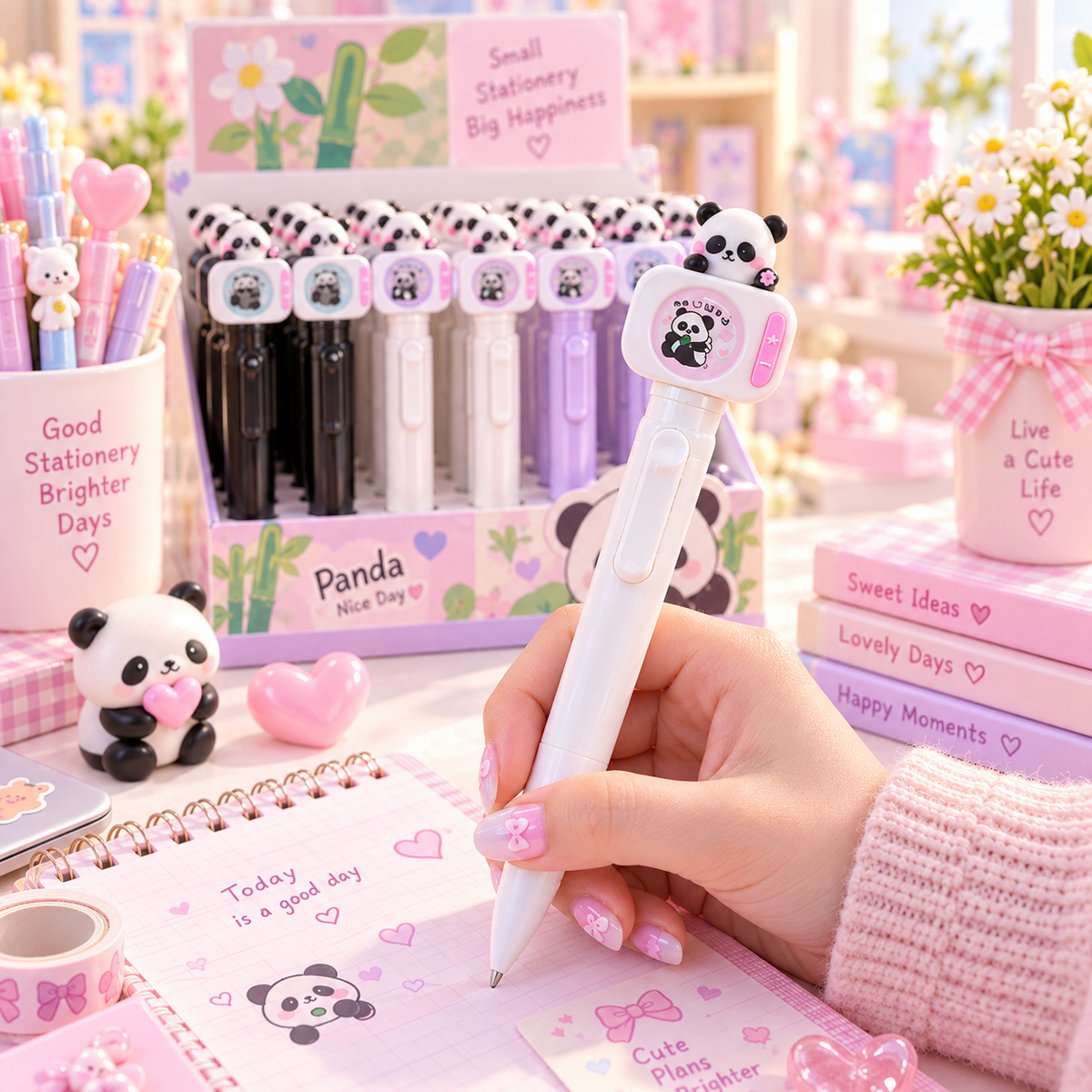 Panda Camera Pen writing in notebook