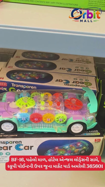 ✨ Transparent LED Gear Car Toy – Colorful Mechanical Racing Car